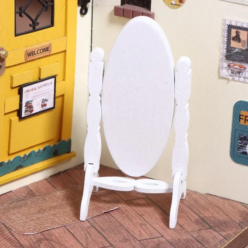 لعبة محاكاة مرآة بيت الدمى بطول كامل؛ 1/12 نموذج مرآة تزيين أثاث غرفة المعيشة الصغيرة