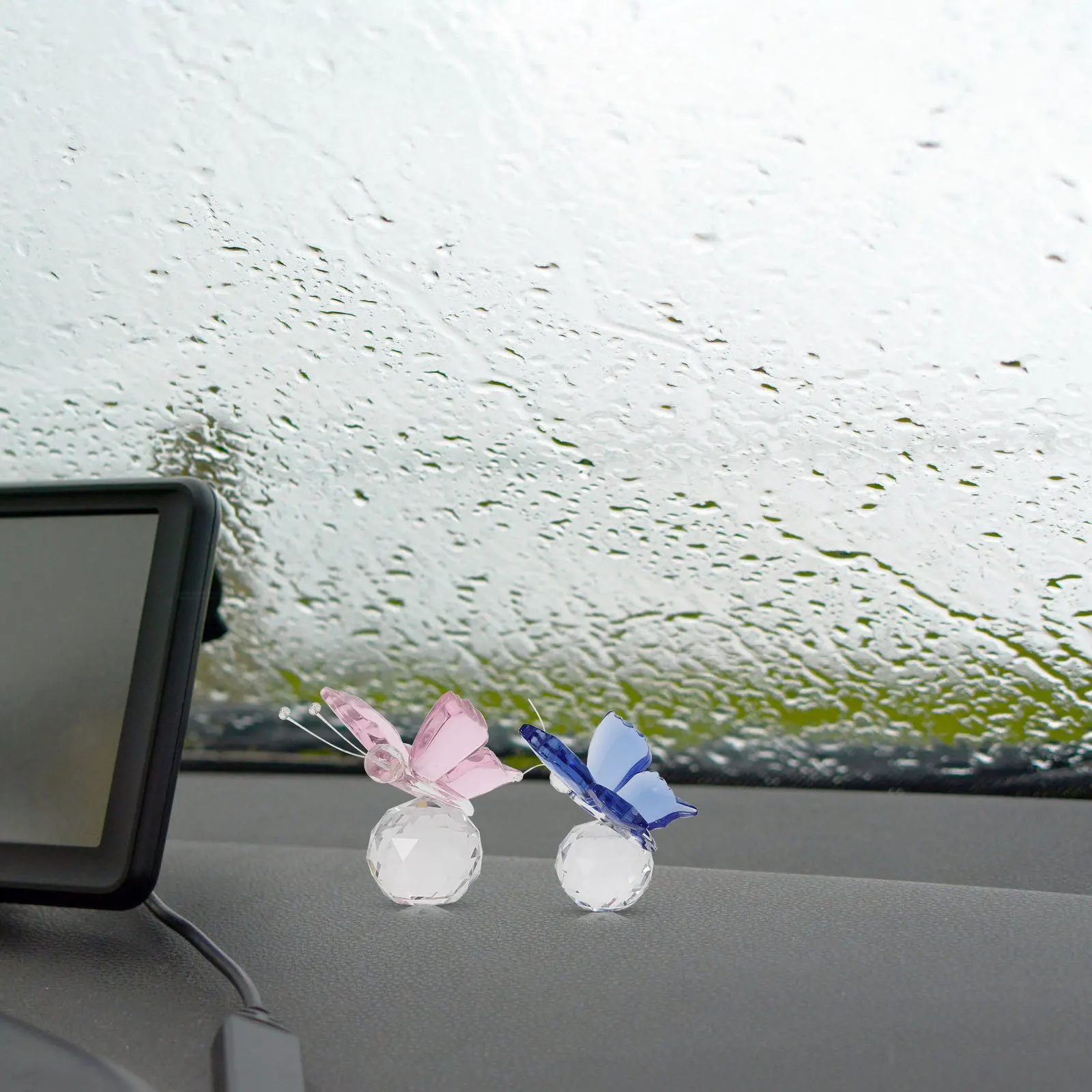 

2Pcs Glass Butterfly Crystal Adornment Mini Desktop Ornament Cute Decoration for Home Office Living Room Tabletop