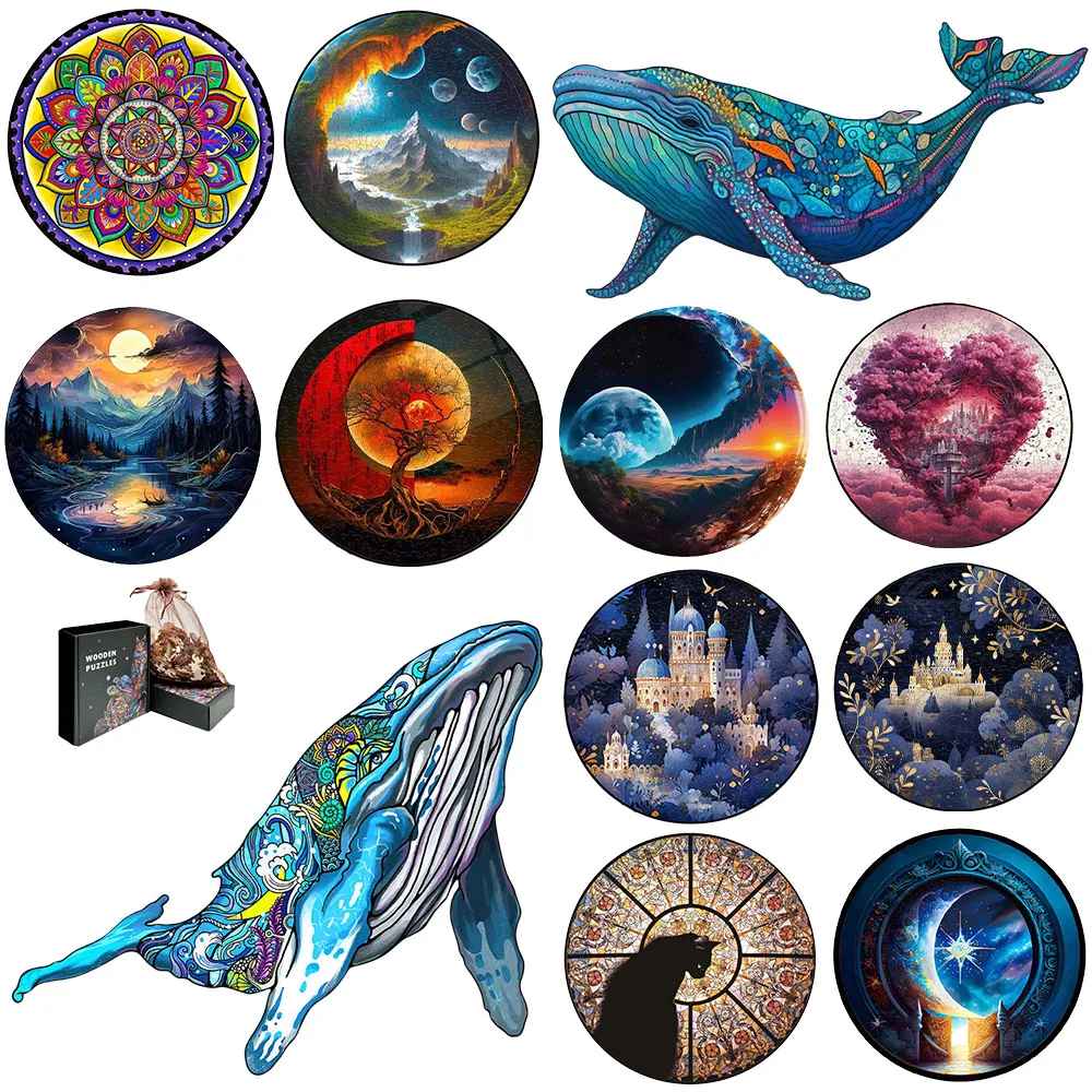 

Iq puzzles Wooden Puzzle Children Kids puzzle puzzles for adults Wood Puzzle Gift marine animal whale Family interactive game