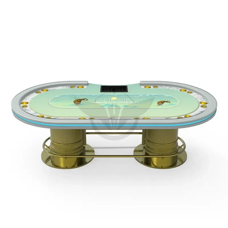 Poker Table with 10 Steel Cup Holders Multi Style Customizable Club Event Level Game Table for Casino Night