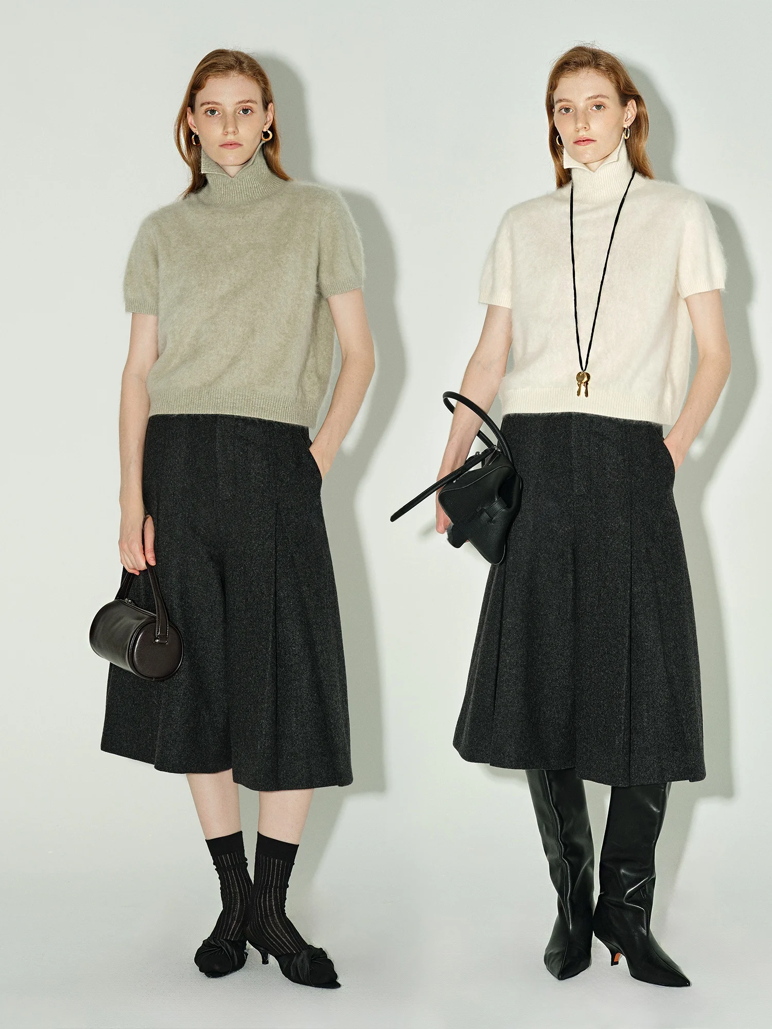 

Вязаный свитер из ультратонкой шерсти AES, роскошный классический бархатный трикотаж середины века, тихий волосатый шерстяной трикотаж, для поездок на работу или...