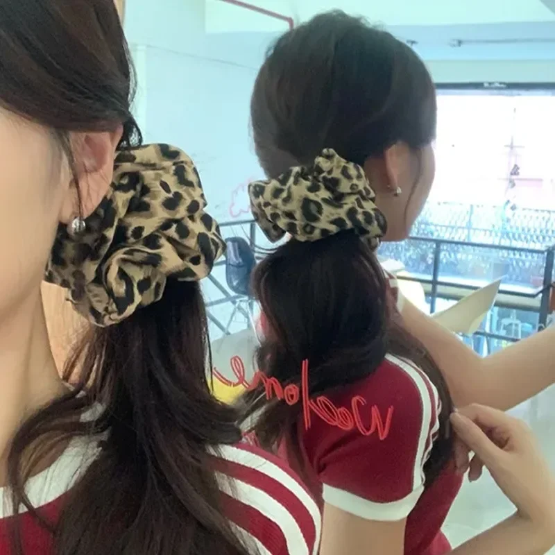 Retro Leopard Print Scrunchies HairRope High Elasticity Elastic Hair Bands Ponytail Holder Elegant Women Girls Hair Accessories