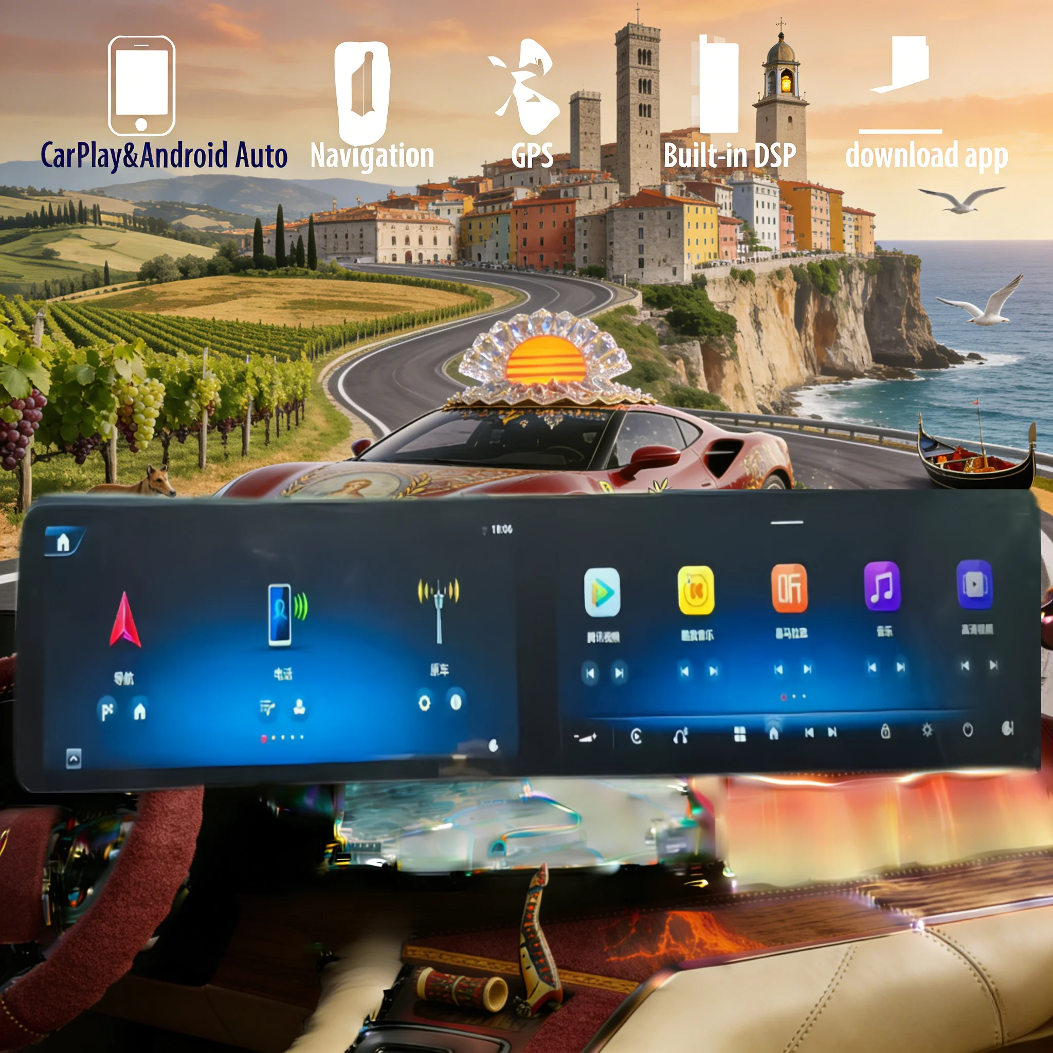 

25,6-дюймовый автомобильный радиоприемник CarPlay Auto Android 14 для Benz G Class W463 NTG5.0 2013-2018, мультимедийный стереоплеер, головное устройство с GPS