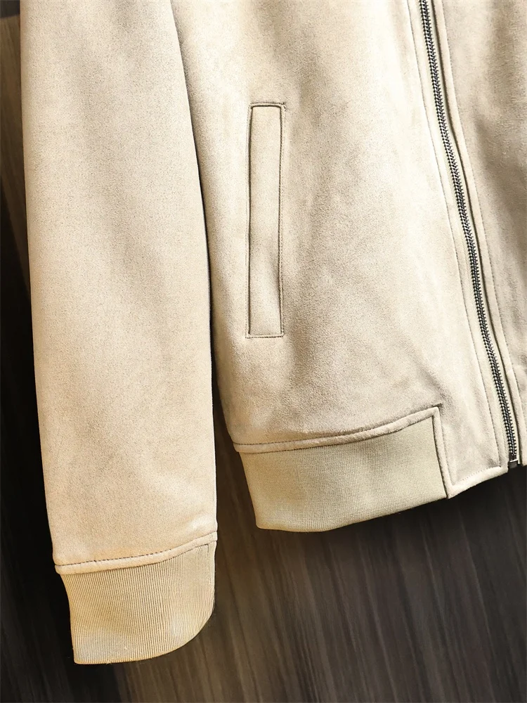 

Мужской повседневный замшевый бейсбольный воротник Jaet, однотонный, осенне-зимний, модный, городский, с застежкой-молнией, без шляпы