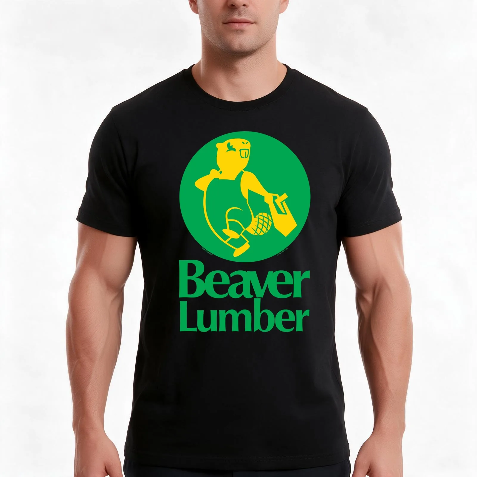Beaver Lumber [Roufxis - RB] T-Shirt, Summer Casual Cotton Tee, Oversized Streetwear Tops, Vintage Graphic Print, 100% Cotton