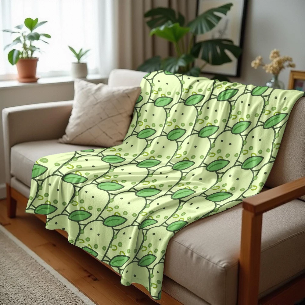 Light Pear Cartoon Anime Print Flannel Blanket Soft Warm Throw for Kids Bedroom Sofa Bed Christmas Office Car