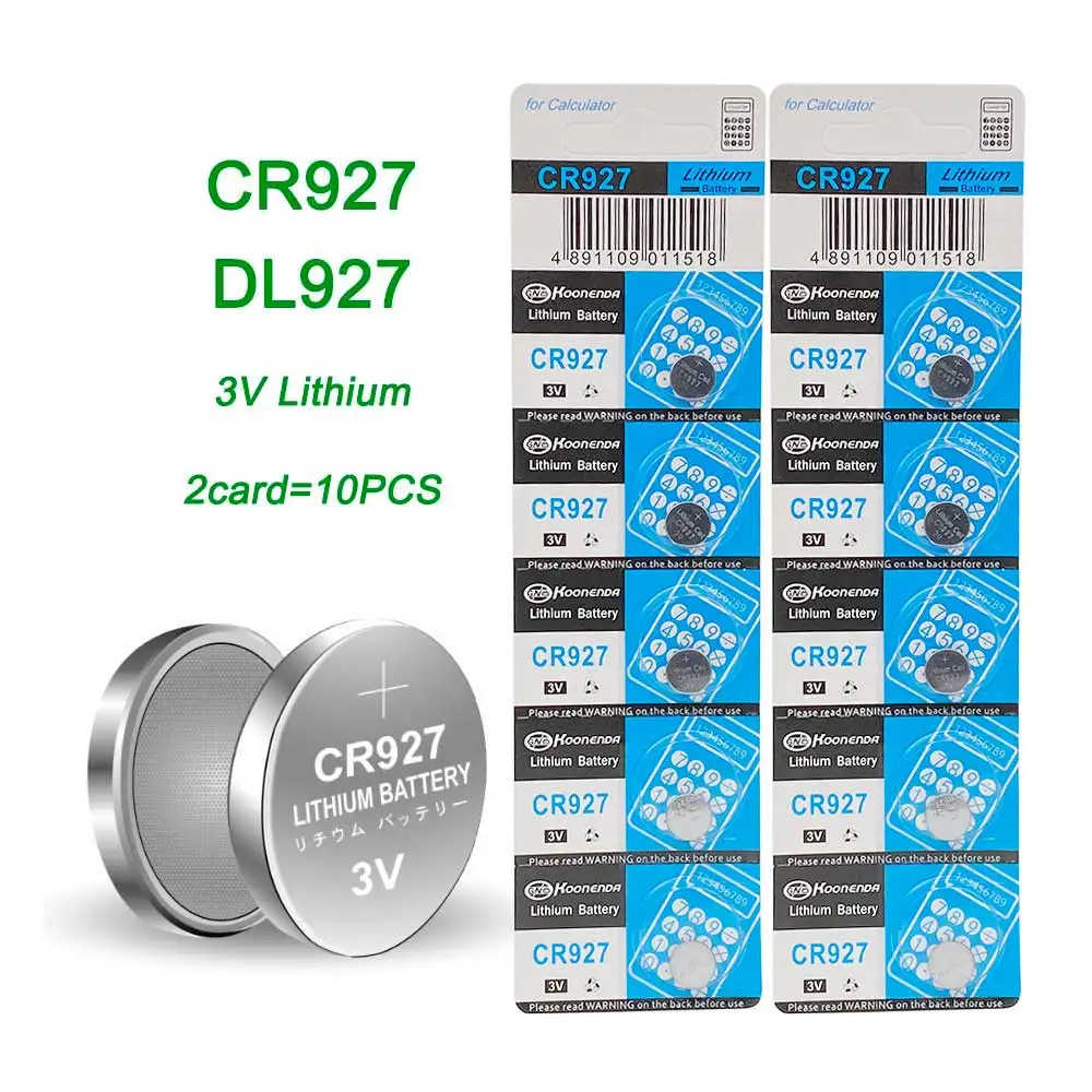 10PCS/2Card 3V CR927 927 DL927 BR927 BR927-1W CR927-1W ECR927 5011LC KCR927 LM927 Watch Button Coin Cells Lithium Li-ion Battery