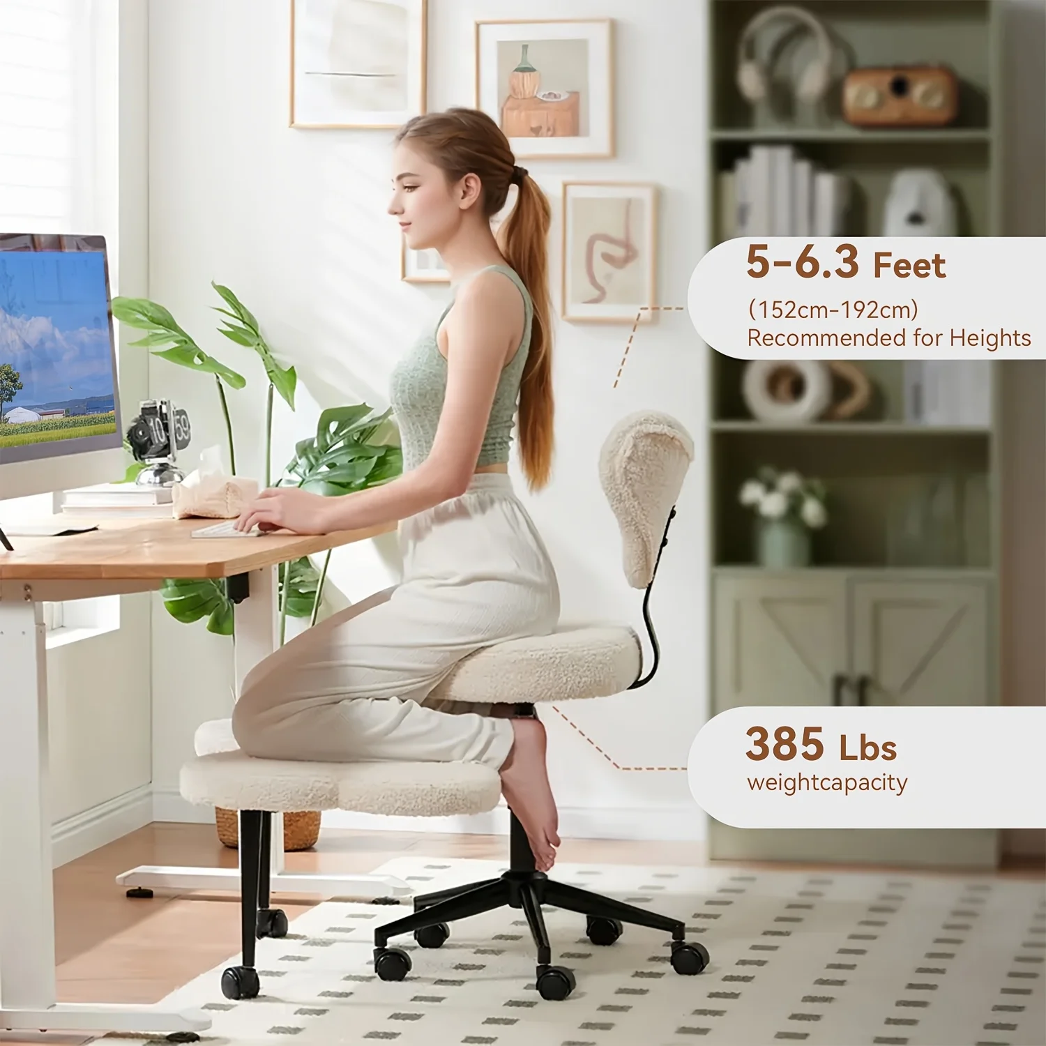 1pcs Ergonomic Cross Leg Chair - 360 Degree Swivel Footrest, Adjustable Seat, Strong Back Support, Suitable Christmas Gift image 3