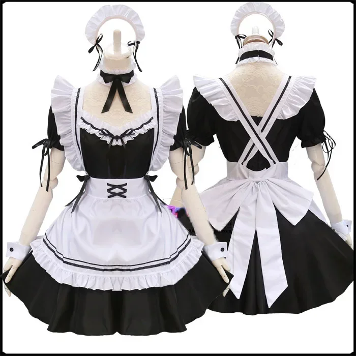 Black Cute Lolita French Maid Cosplay Costume Dress Kawaii Girls Woman Waitress Maid Party Stage Costumes