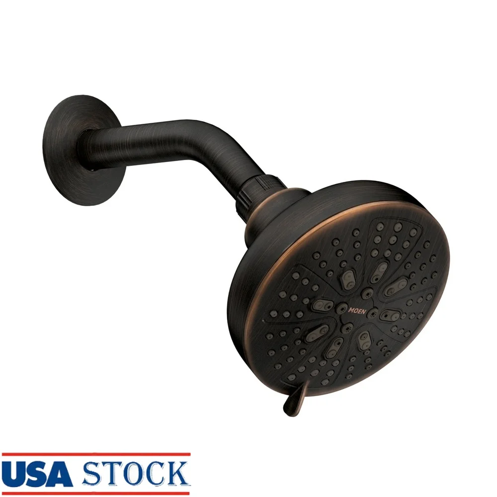 

Насадка для душа из средиземноморской бронзы с восемью функциями распыления. 5-дюймовый круглый дизайн для экономии воды. Простая установка.