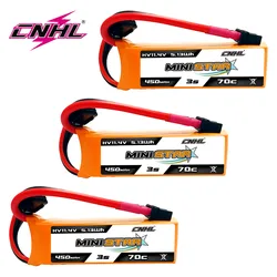 3PCS CNHL 3S 4S 11.4V 15.2V Lipo Battery 450mAh 70C Ministar HV With XT30 Plug For RC FPV Drone Quadcopter Helicopter Airplane