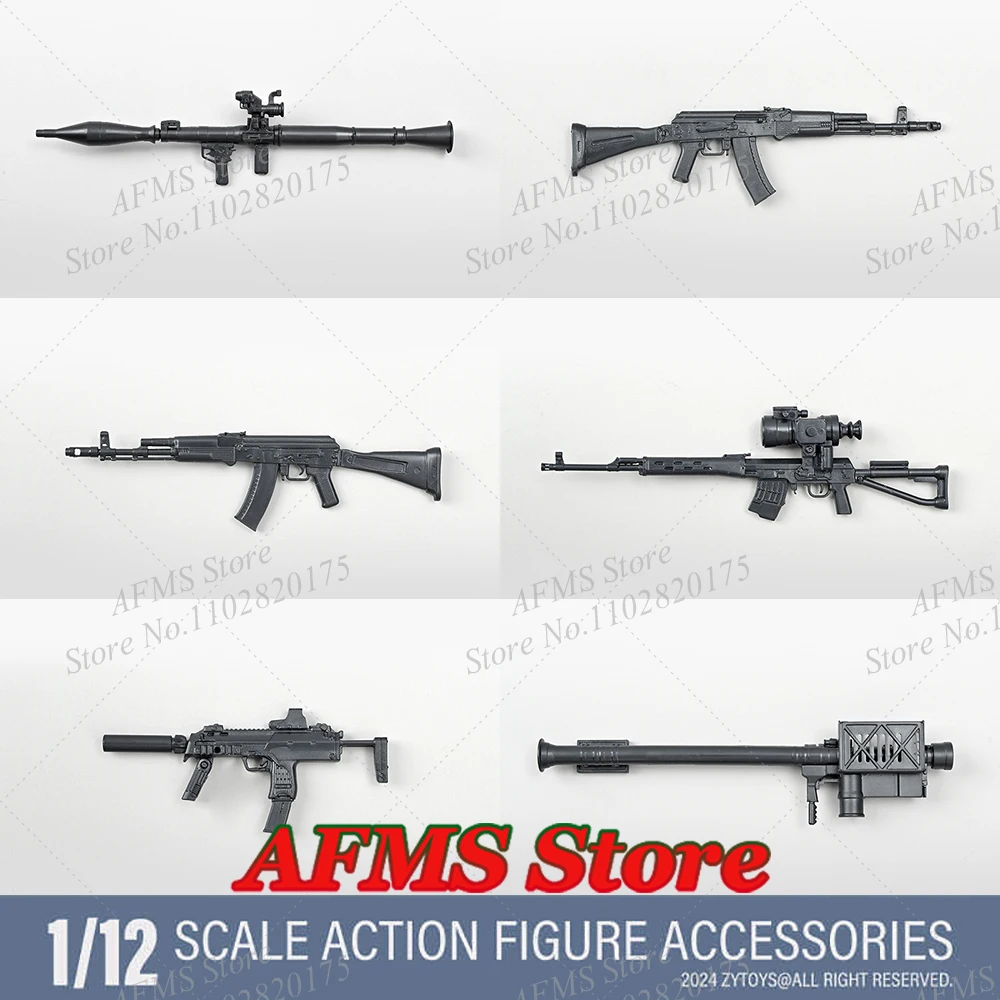 ZY6003 1/12 Scale Soldier AK74 RPG-7 SVD FIM-92 MP7 Pack Military Combat Equipment Fit 6Inch Action Figure Model Dolls