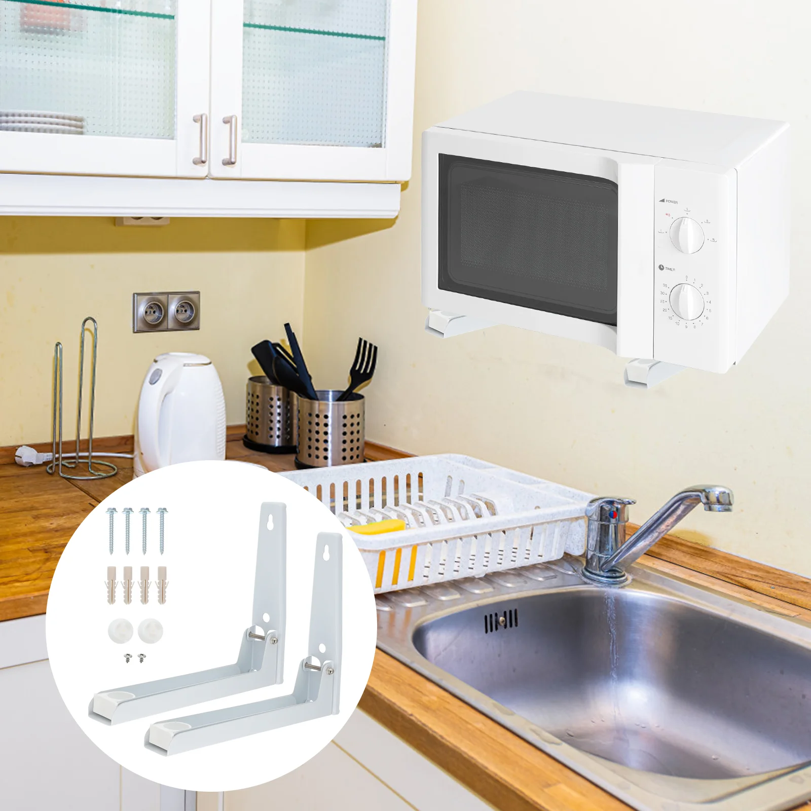 

2 шт. настенные полки, выдвижная подставка, настенная стойка для микроволновой печи, нержавеющая сталь 2250X2000X450 см, белая подвесная духовка