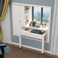 Retractable Modern Simple Pull-out Computer Desk Bookcase Integrated Writing Desk