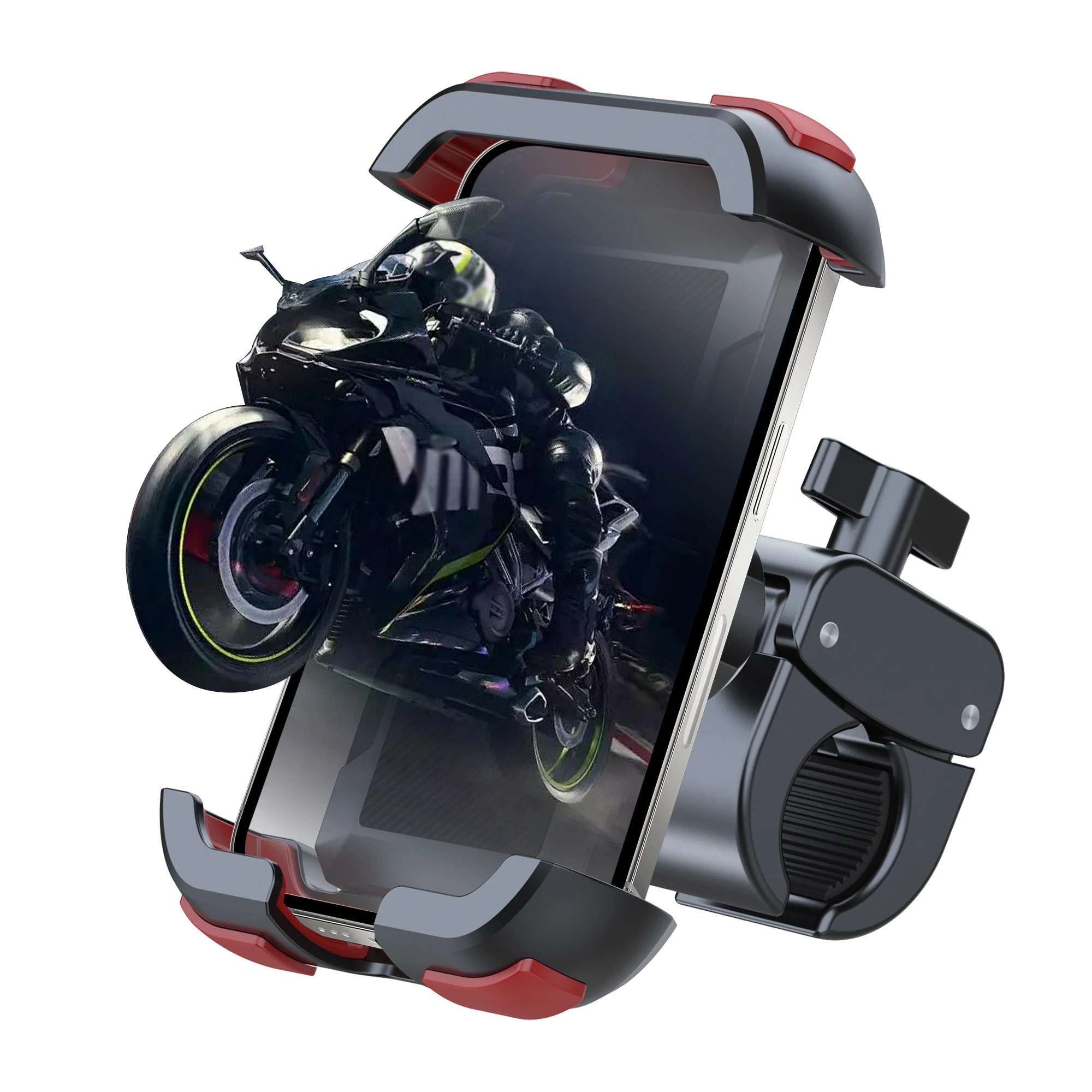 Bicycle Motorcycle Phone Holder Anti Vibration 360° View Handlebar Bike Phone Mount One Hand Operation For 4.7-7'' Phone