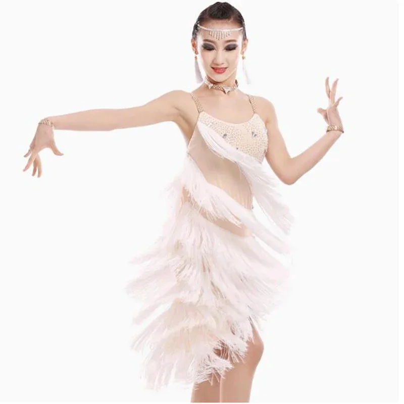 Costume de danse latine filles paillettes glands robes de concours de danse latine robes de danse de salon robe de salon latine