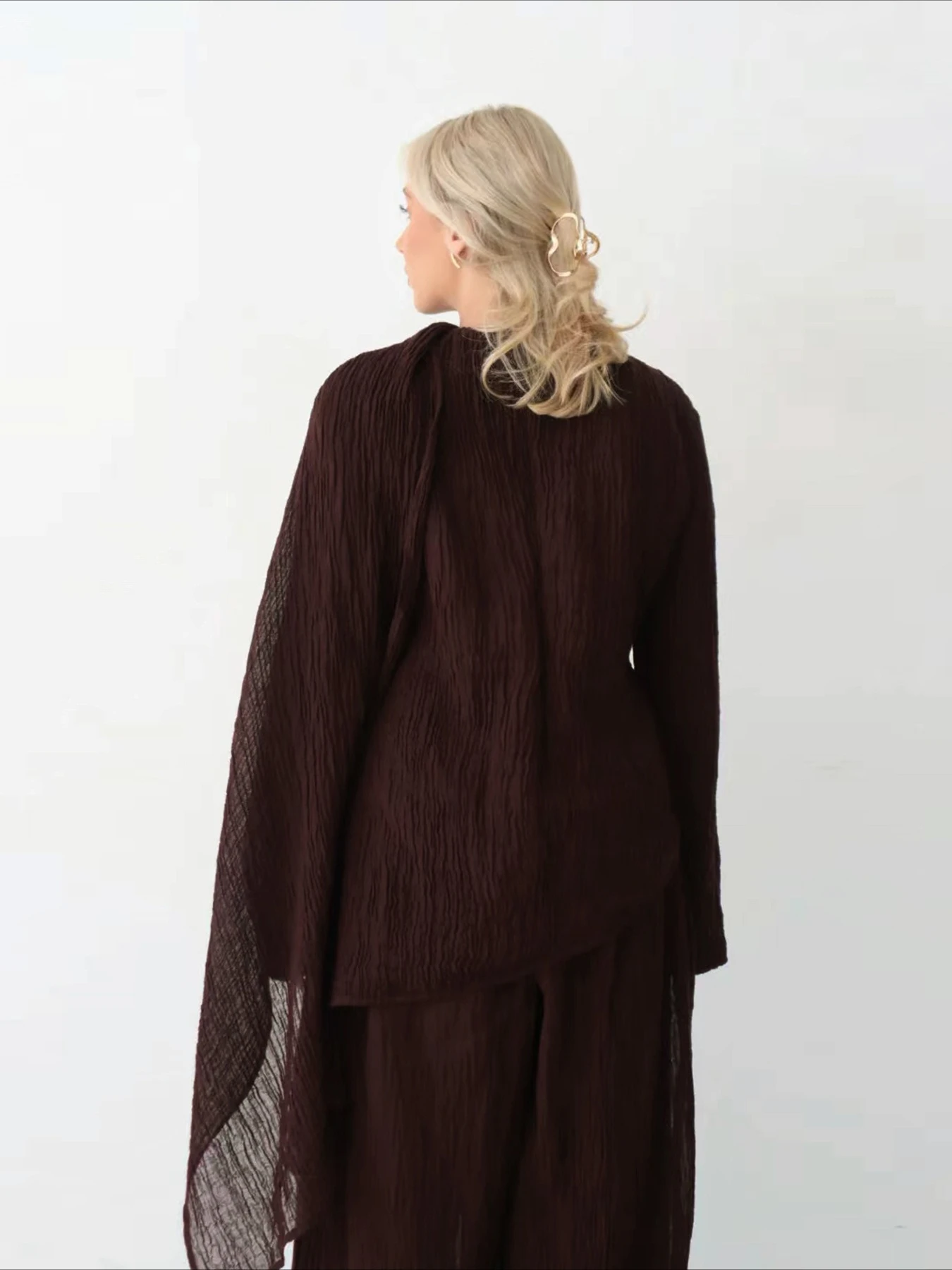 Musulman 2 pièces Ensemble femmes Blouse haut avec pantalon à jambes larges Costume marocain Musulman Ensemble dubaï Islam décontracté Femme tenues arabes