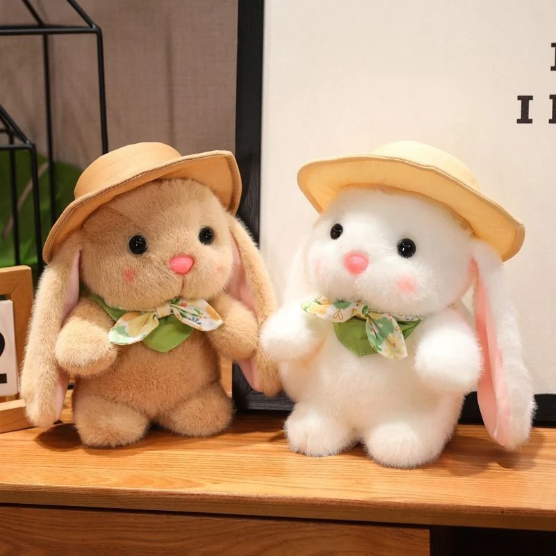 

24CM Cute Hat Pudding Rabbit Doll Super Cute Bow Tie Rabbit Soothing Doll a Birthday and Christmas Gift for Children