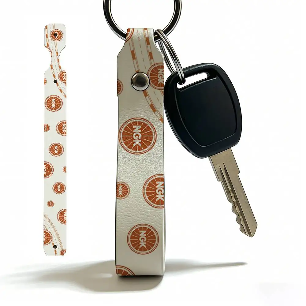 

For Ngk Soft PU Leather Motorcycle Keychain Lightweight Key Holder For Scooter Racing
