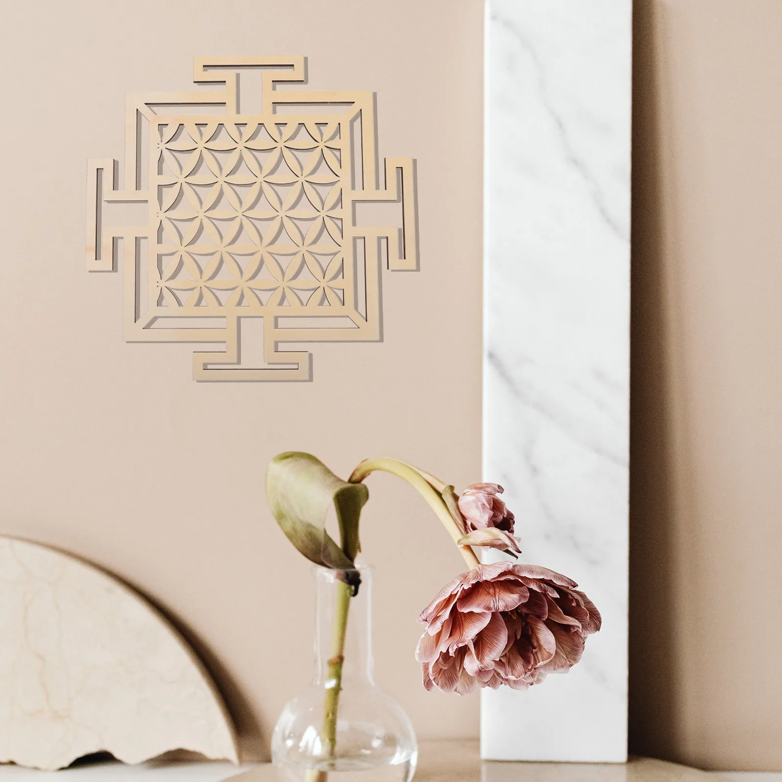 

Flower of Life Ornament Indoor Wall Decoration Creative Hanging Wood Handicraft Adornment Natural Home