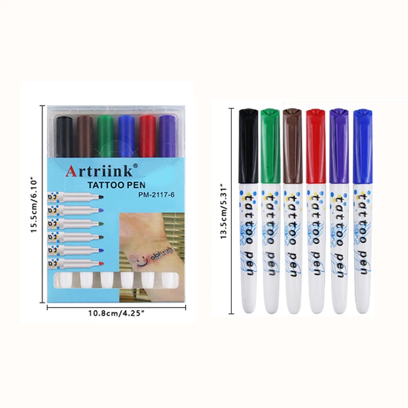 Temporary Tattoo Markers for Skin, 12 Colors Body Marker Pen for Kids and Adults, Art Polish Pens, with Bold and Fine Tip