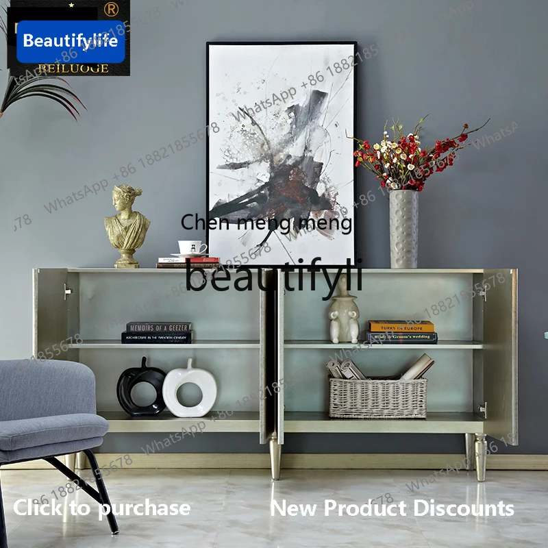 178CC American-style old neoclassical entrance decorative cabinet, carved post-modern partition side cabinet