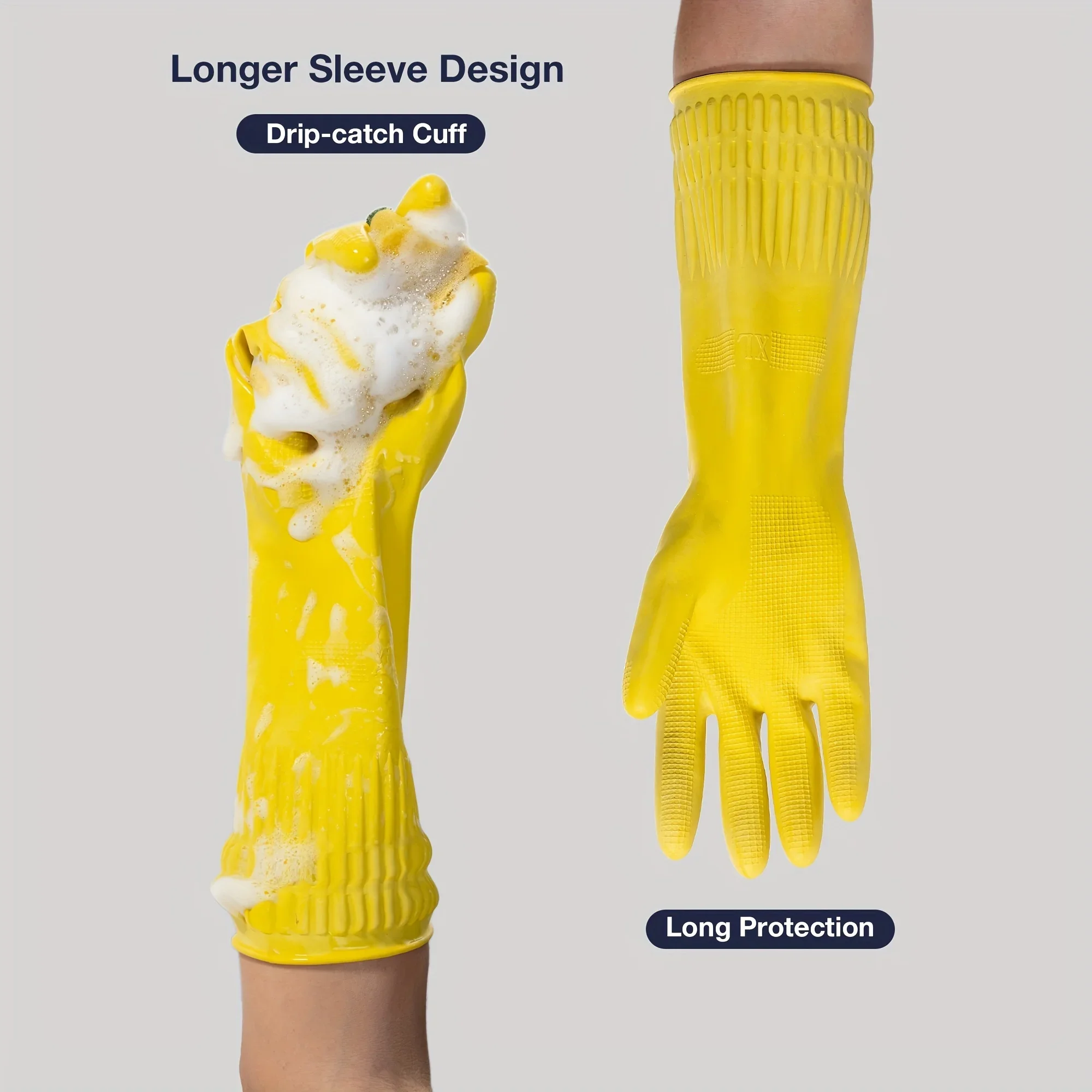 5/10 Waterproof Yellow Rubber Gloves for Gardening Cleaning and Household Chores - Stain Resistant Anti-dirty Hand Protector