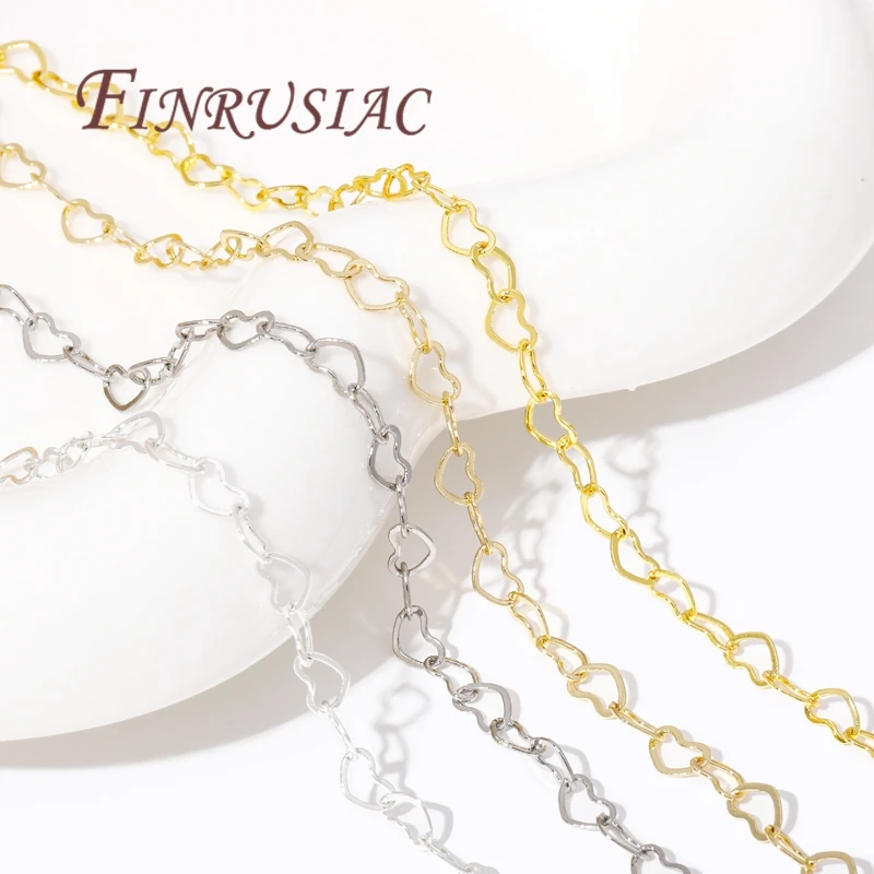 1/2Meters 14K/18K Gold Plated Love Heart Chains For Jewelry Making,Bulk Chain For Needlework,DIY Necklace Bracelets Findings