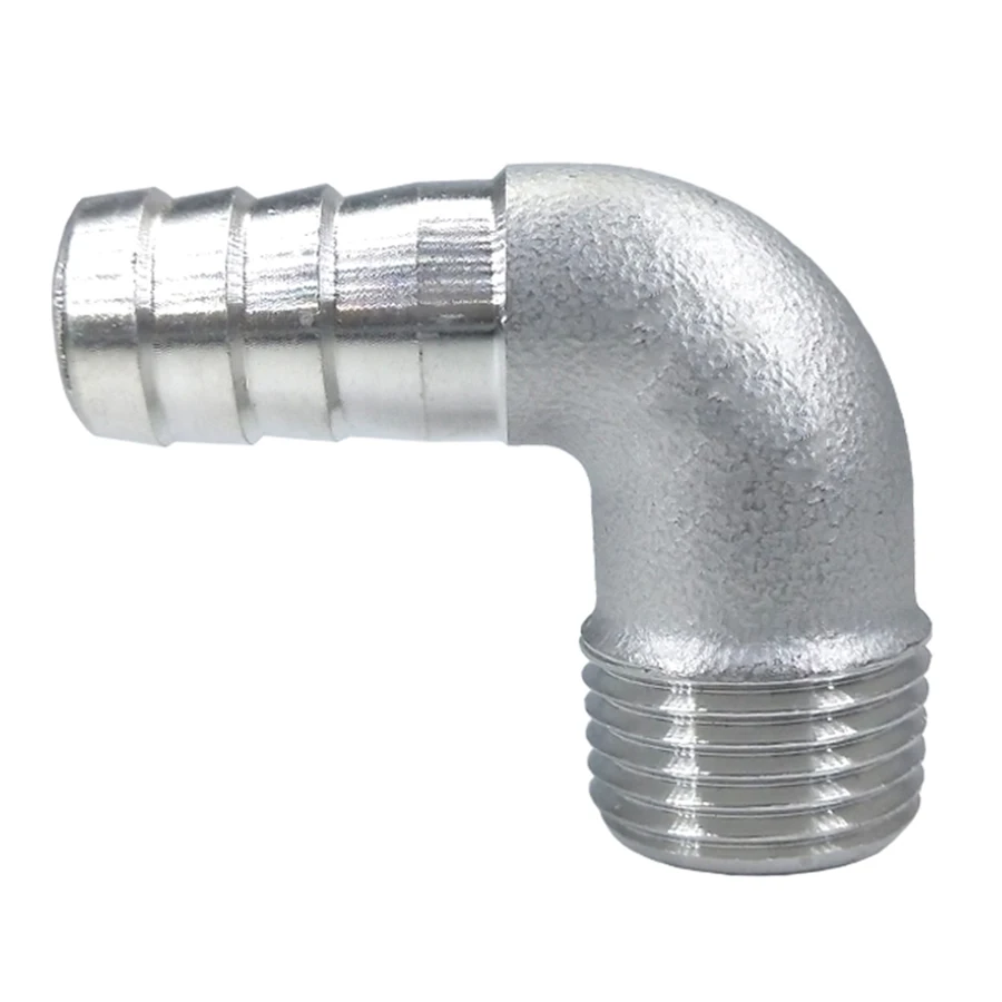 

304 Stainless Steel Pagoda Elbow 1-1/4" 1-1/2" 2" BSPT Male x 32mm/40mm/50mm Hosetail Barb Connector Water Heating Accessories