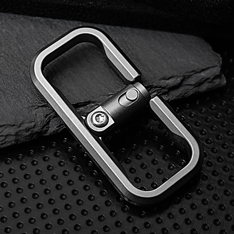 Titanium Alloy Press Lock Position Keychain Quick Release Car Keychain Cowhide Pendant EDC Gadget Gift For Men