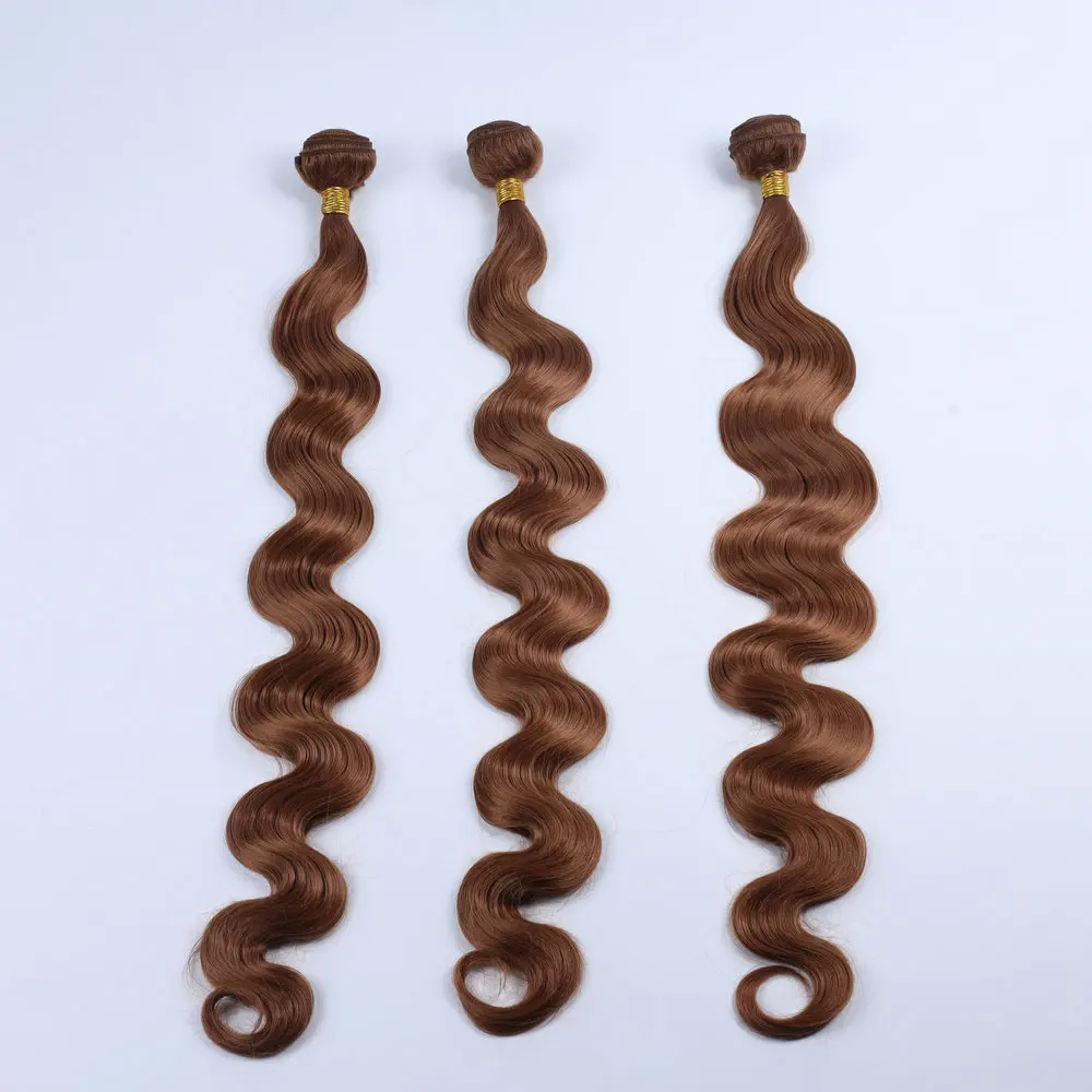 Cosplay Hair Weaves Natural Brown Color 30,Synthetic hair Weaving Blend Bundles Cheap Artificial Hair Extensions Body Wave 100g