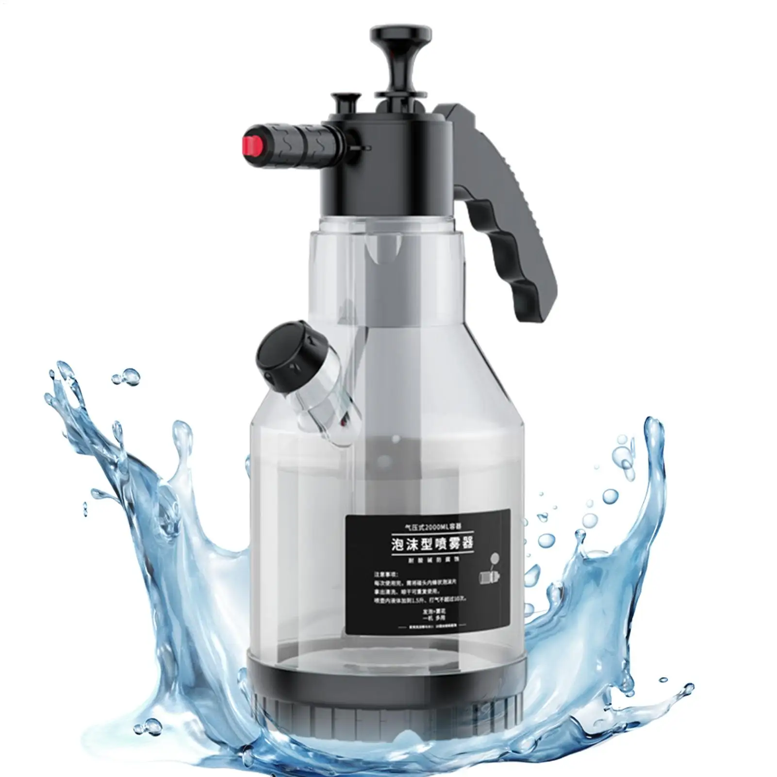 2L Handheld Car Wash Foam Sprayer Car Wash Cannon Garden Hose Compatible Car Detailing Cleaning Snow Foam With Side-Opening Lid