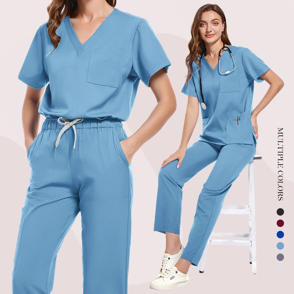 Infermiera Clinica odontoiatrica Salone di bellezza Uniforme da lavoro infermieristica Medico ospedaliero Uniforme medica per il lavaggio delle mani clinica di colore puro