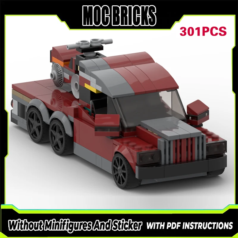 

City Car Model MOC Building Bricks Vintage Red Flatbed Truck Modular Technology Gifts Holiday Assemble Children Toys Suit