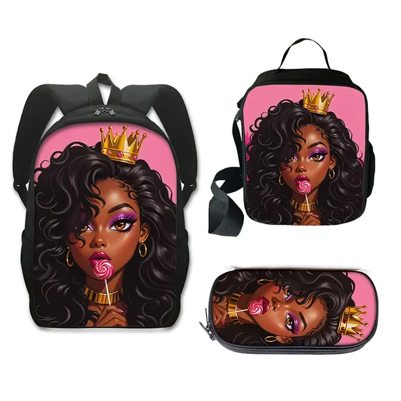 3pcs-set-africa-girl-print-backpack-cartoon-afro-black-women-bookbags-children-schoolbag-lunch-bag-penicl-case