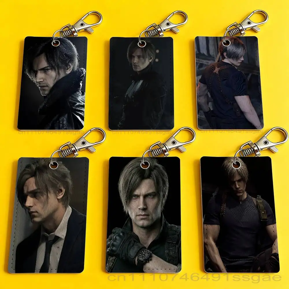 

L-Leon S K-Kennedy Cool Card Holder Men And Womenn Universal Antirust Keychain Learther Access Drop Key Tag Ring