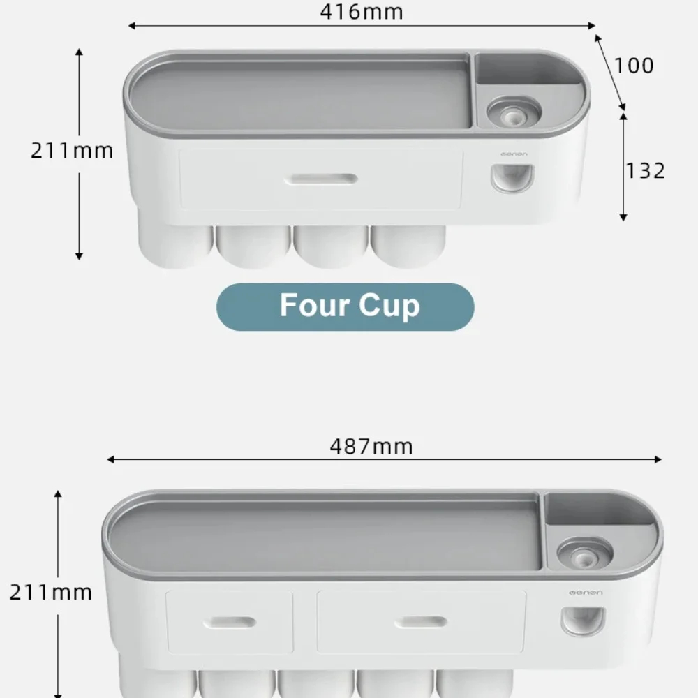 Toothbrush Storage Rack Magnetic Adsorption Inverted Toothbrush Rack Wall-Mounted Automatic Squeeze Toothpaste Storage Rack