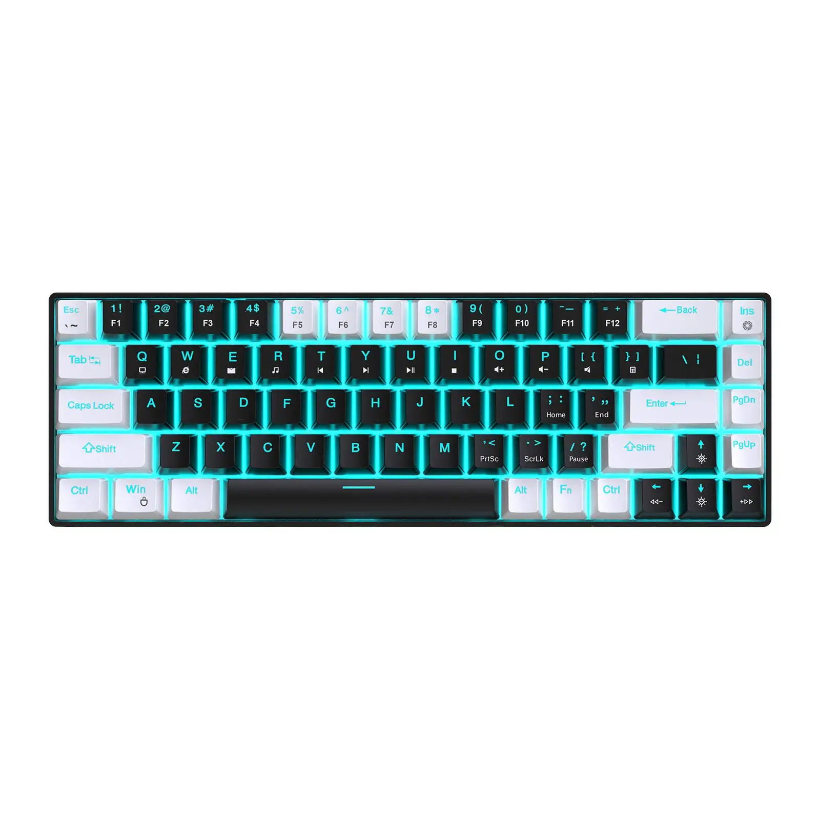 Teclado mecânico 19 modos de iluminação com fio interruptor azul para jogadores de PC laptop