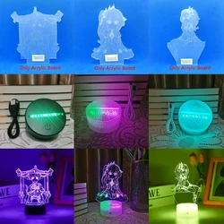 Scaramouche Balladeer Genshin Impact 3D Led Night Lamp For Kid Anime Light Room Decor Base And Acrylic Board Are Sold Separately