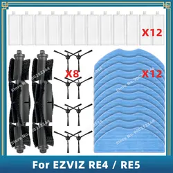 Piezas de Repuesto compatibles con EZVIZ RE4 / RE4 Plus / RE5 / RE5 Plus, accesorios, cepillo lateral principal, filtro de tela de fregona