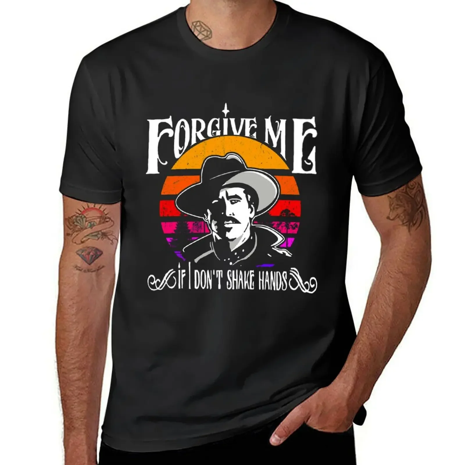 Forgive Me If I Don't Shake Hands-Doc Holliday Vintage T-Shirt anime t shirts blue archive baggy shirts men graphic t shirts