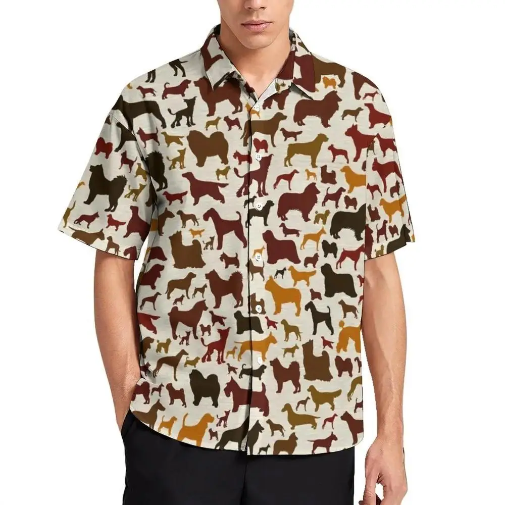 

Funny Dog Printed Loose Male Beach Casual Luxury Social Shirts Hawaiian Short-Sleeved Harajuku Oversize Fashion Vintage Blouses