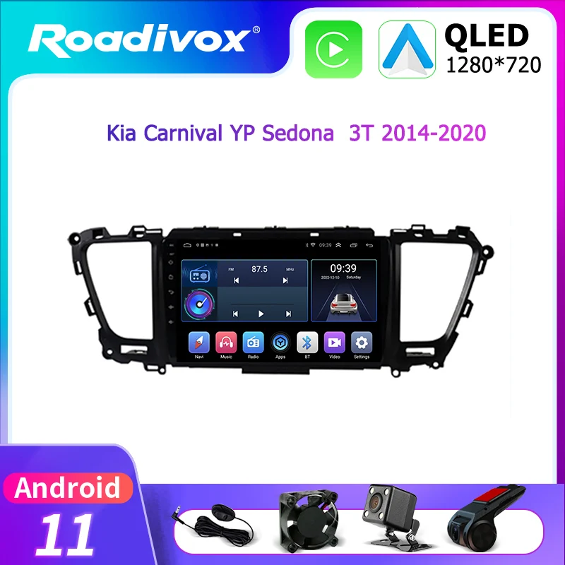 

For Kia Carnival YP Sedona 3T Android 11 Car Radio Multimedia Video Player 9 Inch CarPlay Head Unit GPS Navigation System 2 Din