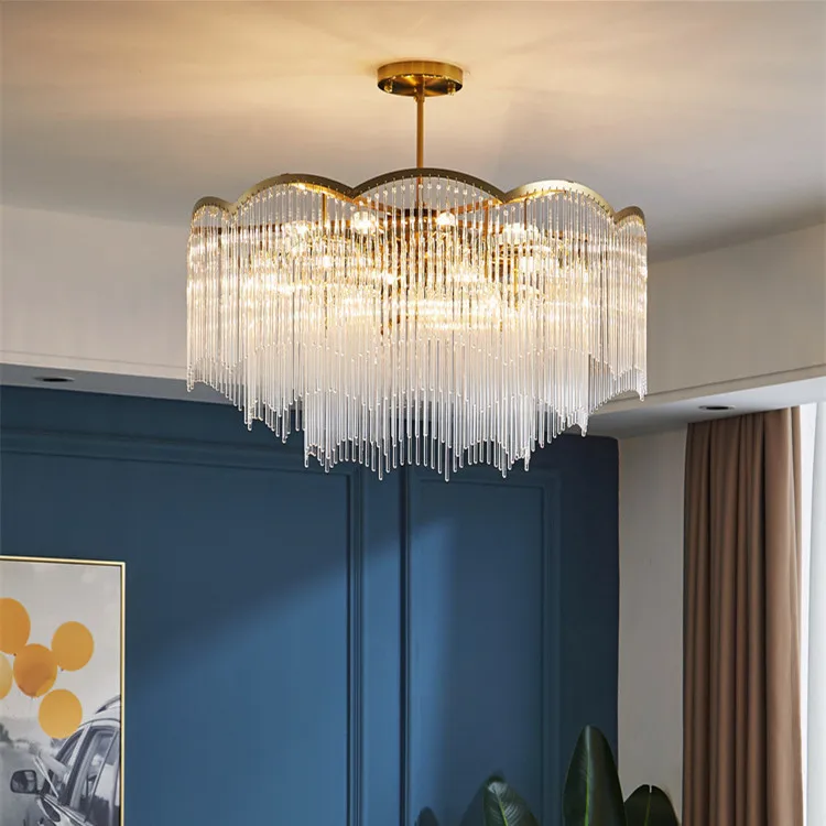 

Light luxury, post-modern, simple atmosphere, living room lamp, designer model room, master bedroom, crystal lamp, chandelier