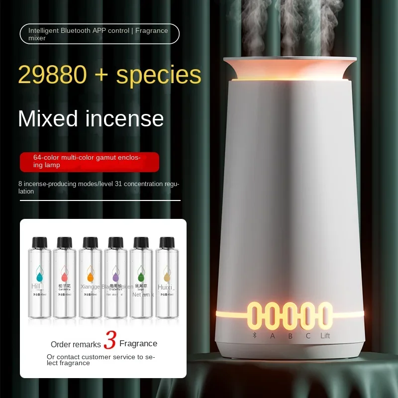 เครื่องพ่นสร้างความชื้นในอากาศขนาดเล็กเครื่องพ่นอโรมาเครื่องพ่นน้ำหอมอัตโนมัติใช้ในครัวเรือนก้านปักน้ำมันหอมระเหย Essential บลูทูธควบคุม