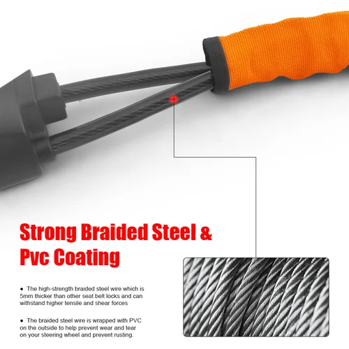 Imagen 2 del producto Cerradura para volante de coche, cinturón de seguridad Universal, cerradura antirrobo con 3 llaves, dispositivo antirrobo para la mayoría de los coches, accesorios para SUV