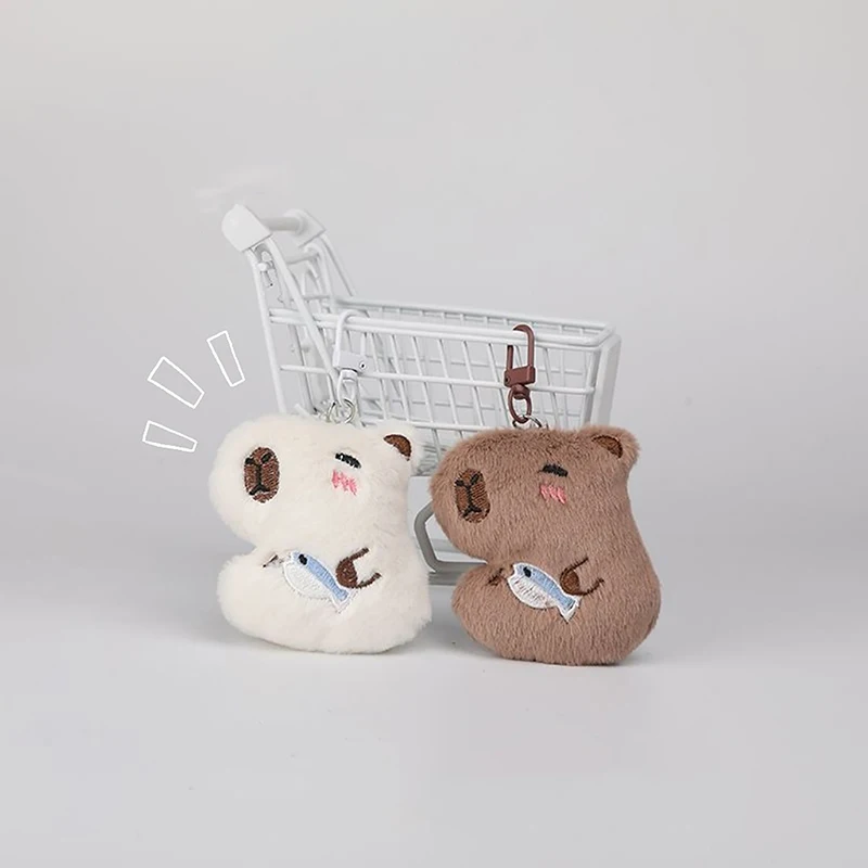 Squeak Capybara Plush Keychain Creative Stuffed Animal Doll Keyring Cute Bag Pendant Backpack Hanging Decoration