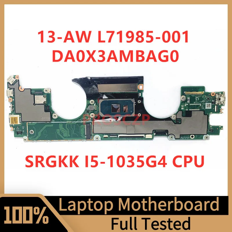 

L71985-001 L71985-501 L71985-601 Mainboard For HP 13-AW Laptop Motherboard DA0X3AMBAG0 With SRGKK I5-1035G4 CPU 100% Tested Good