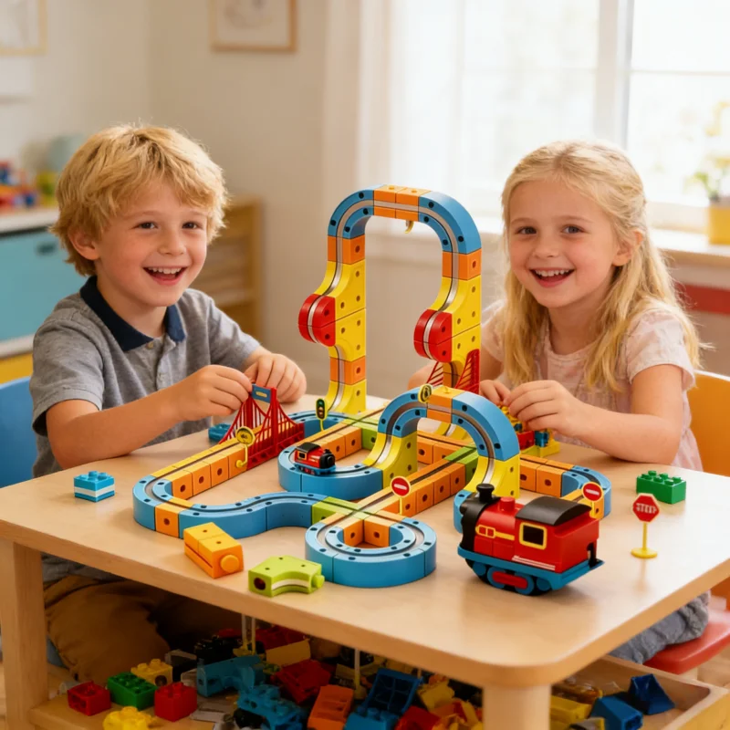 Treno ferroviario ad alta velocità con aspirazione magnetica elettrica per bambini Cubo magico per ragazzi e ragazze Giocattoli di assemblaggio magnetico fai-da-te