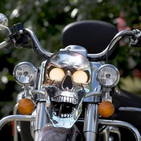 1PCS Practical Motorcycle Skull Headlight Unique Retro Front LED Lamp Halloween Motor Light Decoration Motorcycle Accessories